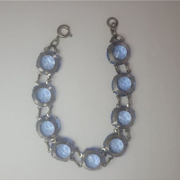 Blue Vintage Czech Glass Bracelet - Picture 6 of 7